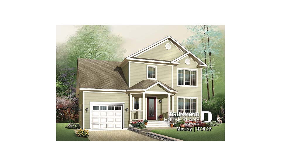 front - BASE MODEL - Functional open floor plan with 3 large bedrooms and a garage - Meslay