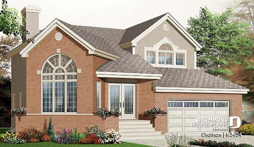 front - BASE MODEL - Stately European 3 bedroom with mezzanine and double garage, cathedral ceiling, sunken living - Chatham