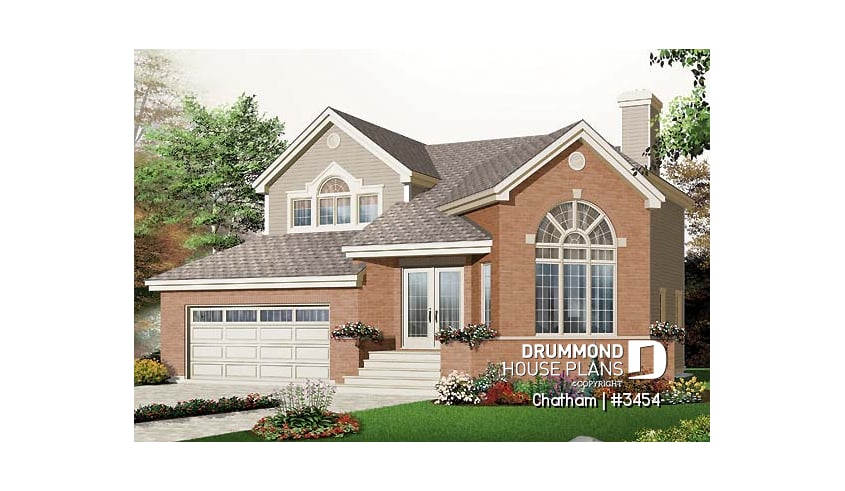 front - BASE MODEL - Stately European 3 bedroom with mezzanine and double garage, cathedral ceiling, sunken living - Chatham
