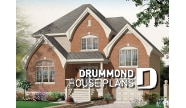 front - BASE MODEL - Manor style 3 bedroom house plan, large foyer, garage with large bonus room above - Country Charmer 5