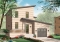 front - BASE MODEL - Striking 2 bedroom contemporary house plan with garage, large family room with fireplace - Sallinger