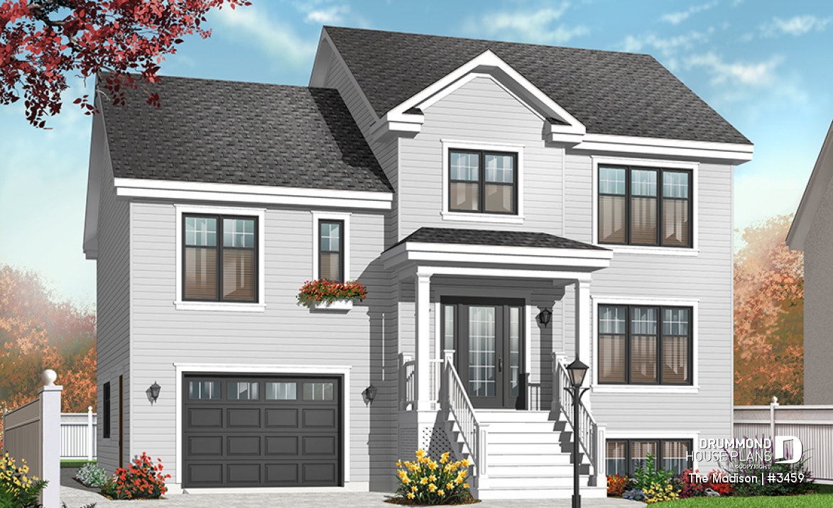 Color version 3 - Front - Modern rustic 4 to 5 bedrooms house plan, laundry on second floor, garage, master suite, open concept - The Madison