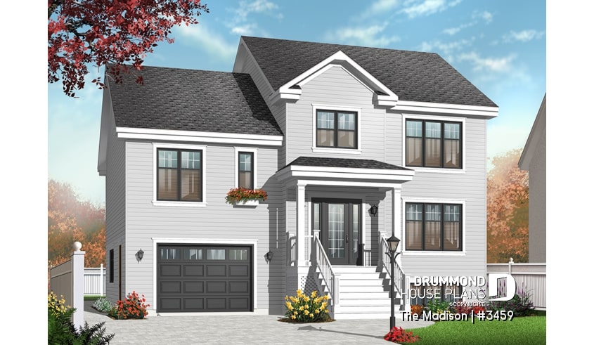Color version 3 - Front - Modern rustic 4 to 5 bedrooms house plan, laundry on second floor, garage, master suite, open concept - The Madison