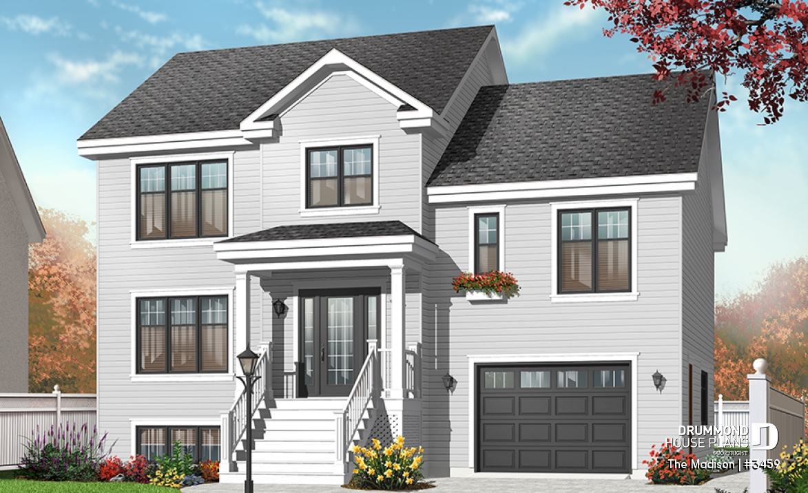 Color version 3 - Front - Modern rustic 4 to 5 bedrooms house plan, laundry on second floor, garage, master suite, open concept - The Madison
