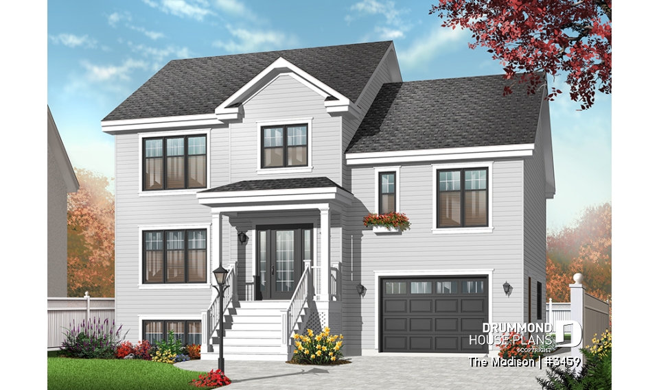 Color version 3 - Front - Modern rustic 4 to 5 bedrooms house plan, laundry on second floor, garage, master suite, open concept - The Madison