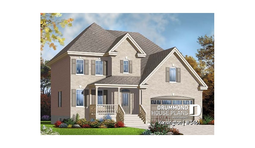 front - BASE MODEL - Country style home with 4  to 5 beds, game room, home office, kitchen with pantry, 2-car garage - Kensington