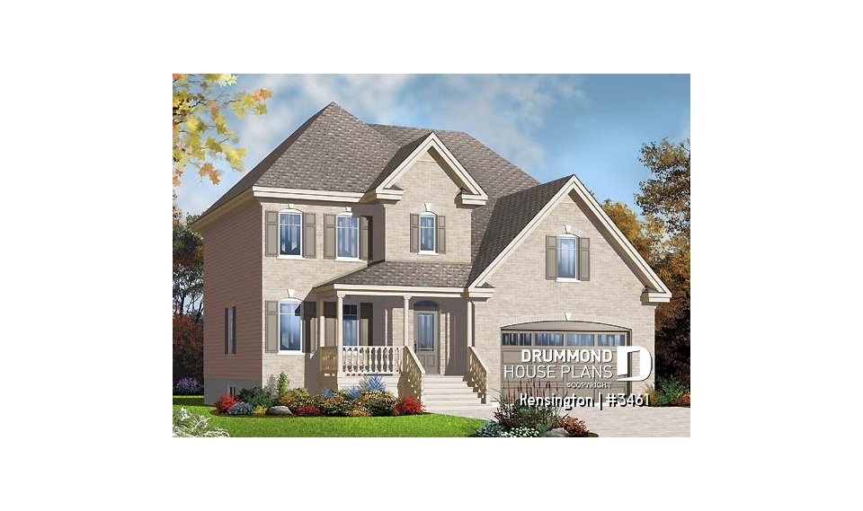 front - BASE MODEL - Country style home with 4  to 5 beds, game room, home office, kitchen with pantry, 2-car garage - Kensington
