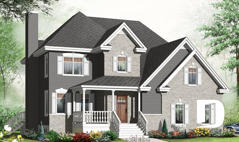 front - BASE MODEL - 4 to 5 bedrooms, 3 bathrooms floor plan, 2-car garage, large game room, formal living room with fireplace - Kensington 2
