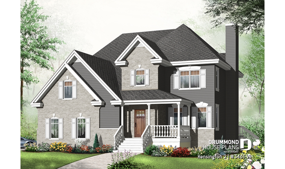 front - BASE MODEL - 4 to 5 bedrooms, 3 bathrooms floor plan, 2-car garage, large game room, formal living room with fireplace - Kensington 2