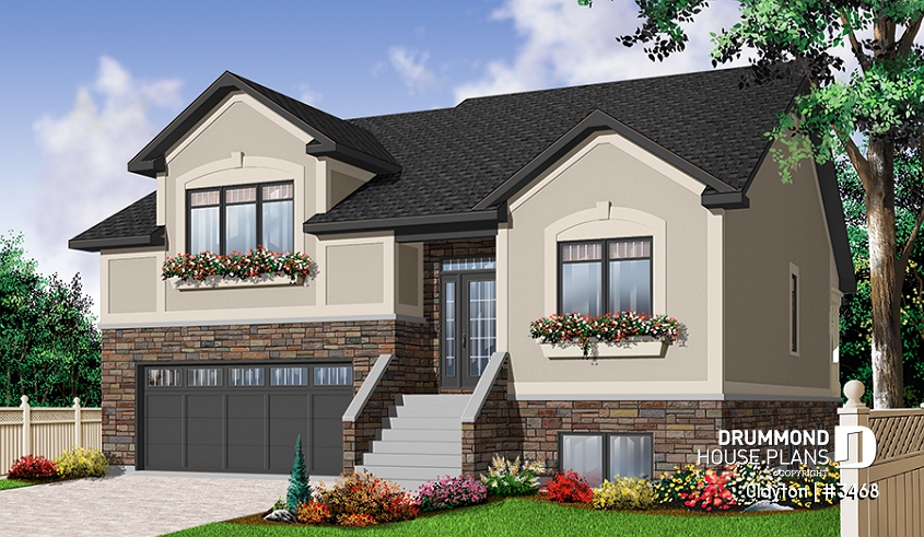 front - BASE MODEL - Craftsman 5 to 6 bedroom home plan with 2 living rooms and double car garage - Clayton