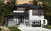 front - BASE MODEL - Modern home plan, master suite, 4 bedrooms, 3 bathrooms, covered deck, home office, open floor concept - Aldana