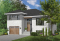 Color version 1 - Front - Contemporary 3 bedroom Split-level house plan, kitchen with large kitchen island and a garage - Logan