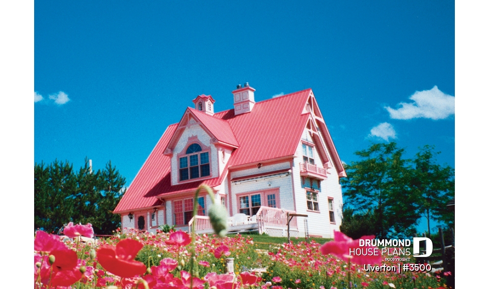 Rear view - BASE MODEL - Country cottage house plan, great kitchen with breakfast nook, formal dining, beautiful staircase - Ulverton
