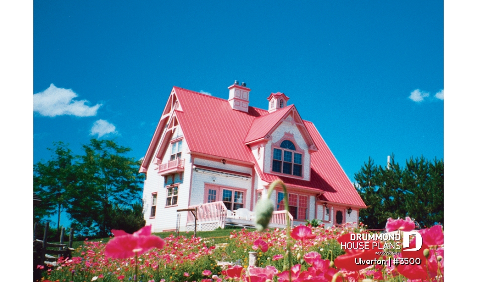 Rear view - BASE MODEL - Country cottage house plan, great kitchen with breakfast nook, formal dining, beautiful staircase - Ulverton