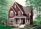 front - BASE MODEL - 2 bedroom Tudor house plan, open floor plan concept, covered front balcony, reading room in second floor - Arnaud
