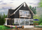 Rear view - BASE MODEL - Scandinavian style country cottage plan, master on main, open floor plan, panoramic view, large kitchen - Evergreene