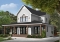 front - BASE MODEL - 4 season Chalet or lakefront home plan with two fireplaces, 3 to 4 bedrooms, two family rooms, covered porch - Edgewater