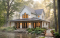 front - BASE MODEL - 4 season Chalet or lakefront home plan with two fireplaces, 3 to 4 bedrooms, two family rooms, covered porch - Edgewater