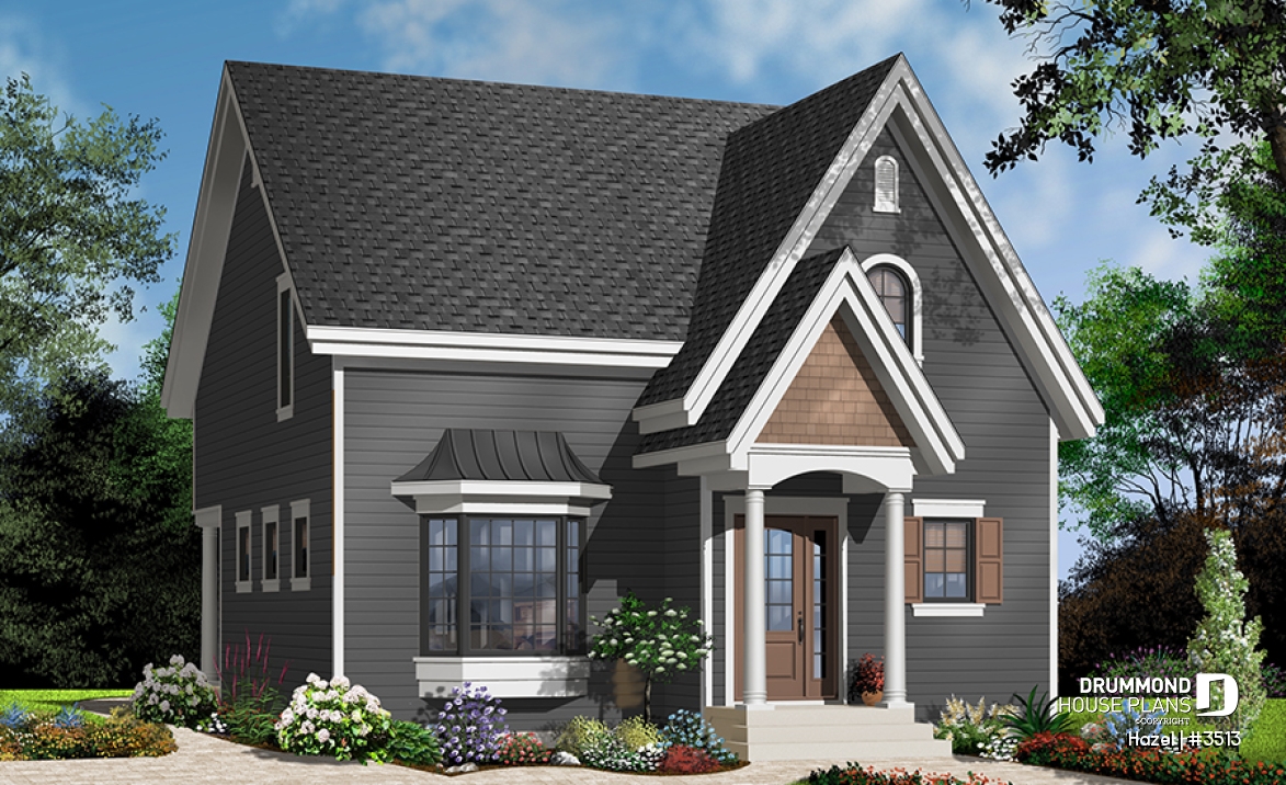 front - BASE MODEL - Affordable 2 storey scandinavian inspired house plan, affordable, 3 bedroom traditional design with terrace - Hazel