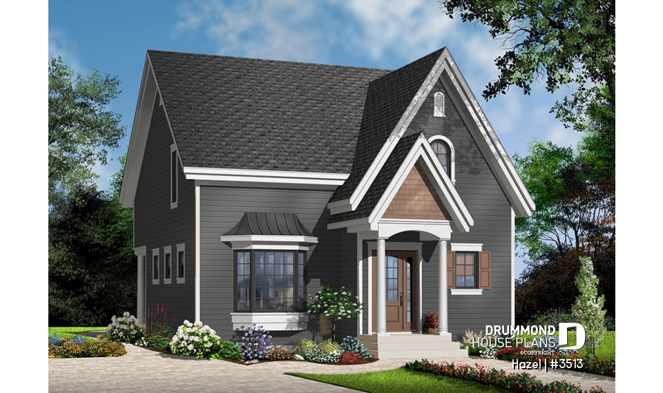 front - BASE MODEL - Affordable 2 storey scandinavian inspired house plan, affordable, 3 bedroom traditional design with terrace - Hazel