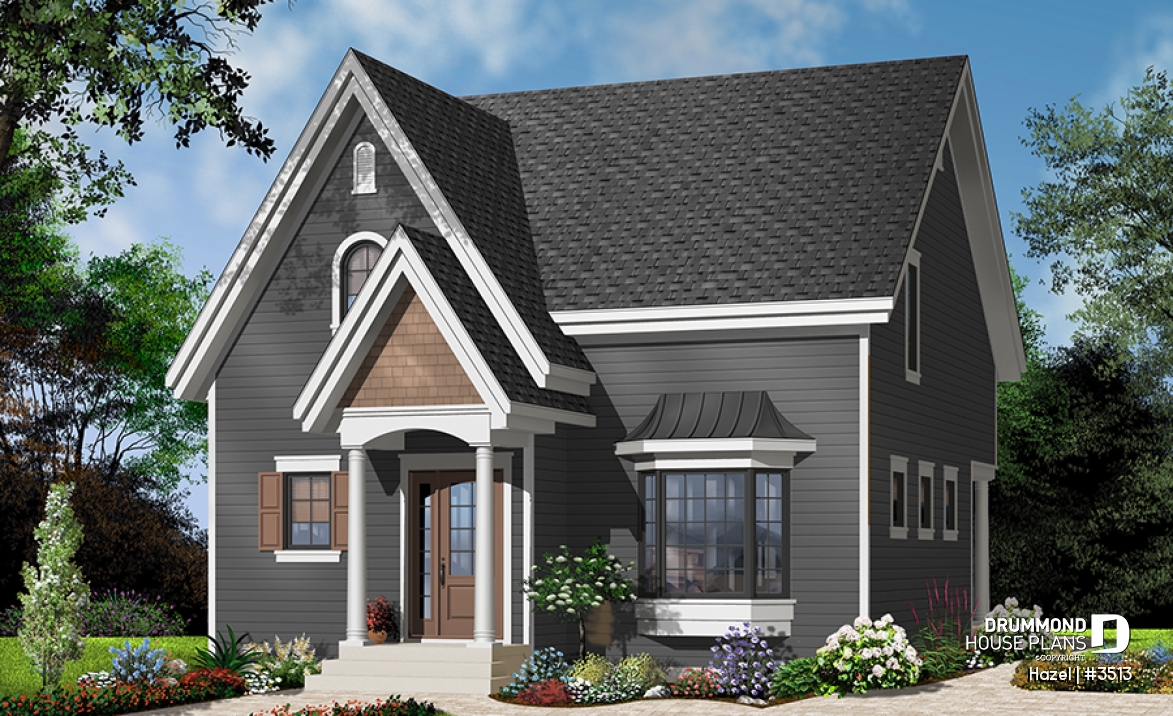 front - BASE MODEL - Affordable 2 storey scandinavian inspired house plan, affordable, 3 bedroom traditional design with terrace - Hazel