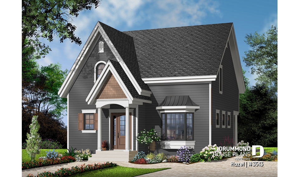 front - BASE MODEL - Affordable 2 storey scandinavian inspired house plan, affordable, 3 bedroom traditional design with terrace - Hazel