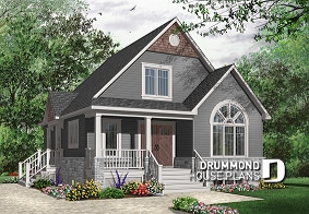 Color version 4 - Front - Affordable Craftsman inspired home with cathedral ceiling, 3 bedrooms, 2 bathrooms and mezzanine - Minuet