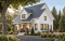 front - BASE MODEL - Attractive small 3 bedrooms country house plan, 2 baths cottage house plan, planning desk, mezzanine, veranda - Bayview