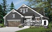 Color version 4 - Front - 4-5 Bedroom Bungalow house plan, 2-car garage, large covered deck, laundry and master suite on main floor - Cambridge