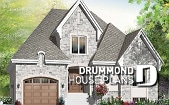 front - BASE MODEL - European style house plan, 3 bedroom with 2 living rooms, large kitchen and garage - Brighton