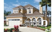 front - BASE MODEL - Spanish style home design, 4 to 5 bedrooms, master suite on main floor - Lana