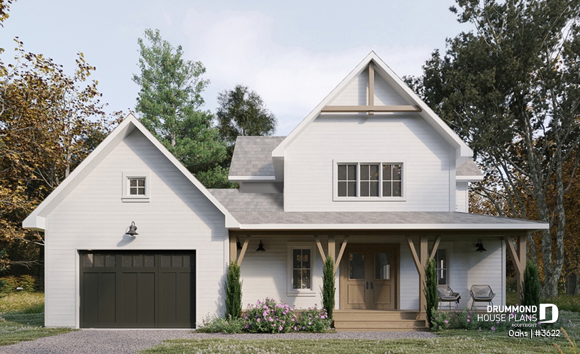 alternate - Bright country home plan with cathedral ceiling, rustic charm, and a spacious primary suite. - Oaks