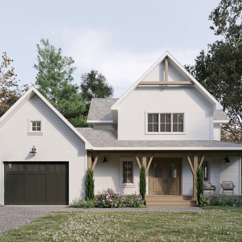 alternate - Bright country home plan with cathedral ceiling, rustic charm, and a spacious primary suite. - Oaks