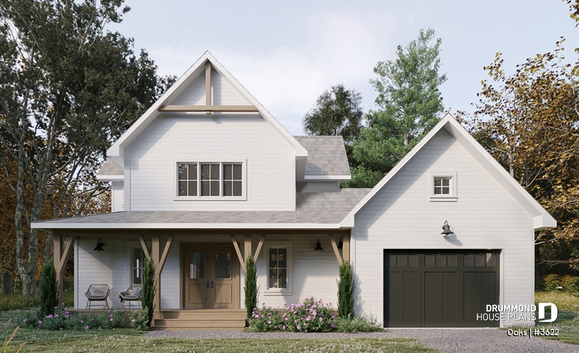 alternate - Bright country home plan with cathedral ceiling, rustic charm, and a spacious primary suite. - Oaks