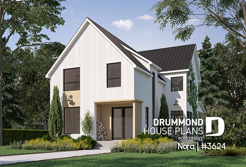 front - BASE MODEL - House with 6 bedrooms + den/office, Scandinavian style, sheltered terrace, gym in the basement - Nora