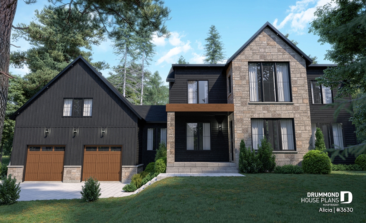 front - BASE MODEL - Modern Farmhouse home plan designed for Alicia Moffet, a popular Canadian singer! - Alicia