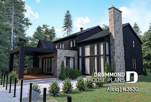 Rear view - BASE MODEL - Modern Farmhouse home plan designed for Alicia Moffet, a popular Canadian singer! - Alicia