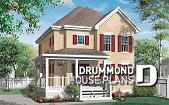 front - BASE MODEL - 2-story traditional home plan with wrap around porch, 3 bedrooms, 2-sided fireplace, kitchen island - Willow Lane