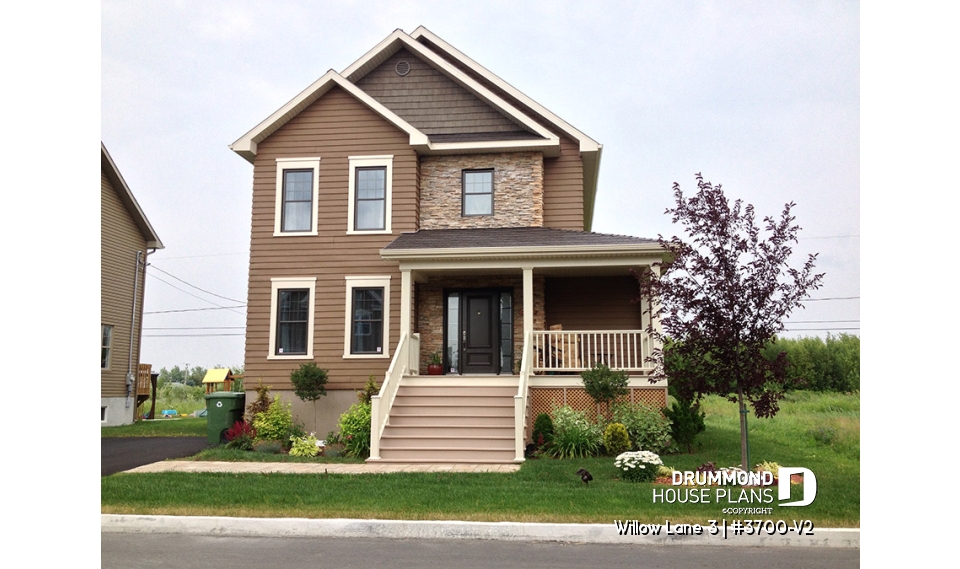 front - BASE MODEL - 3 bedroom traditional home design, large closed foyer, laundry room on main floor, kitchen island - Willow Lane 3