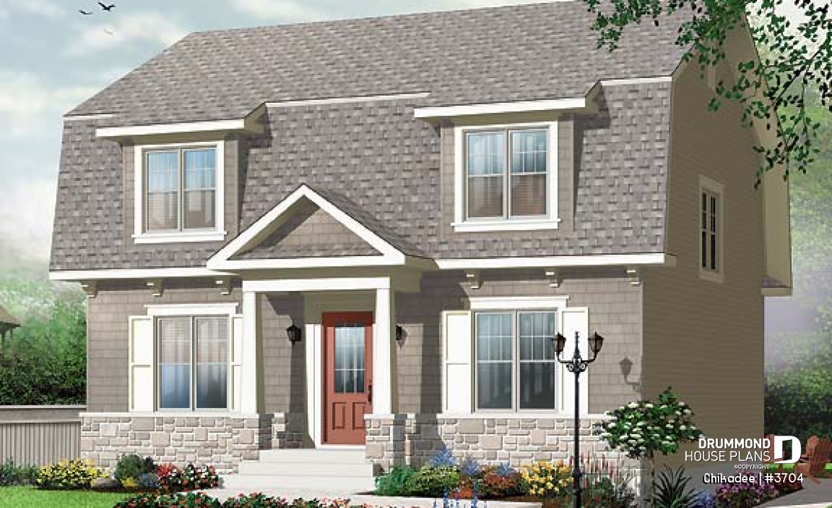 front - BASE MODEL - Affordable 4 bedroom traditional style with home office - Chikadee