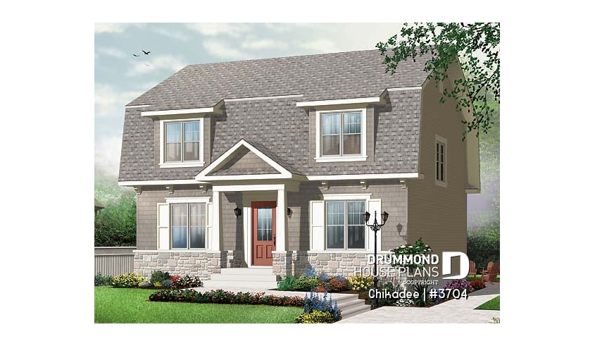 front - BASE MODEL - Affordable 4 bedroom traditional style with home office - Chikadee