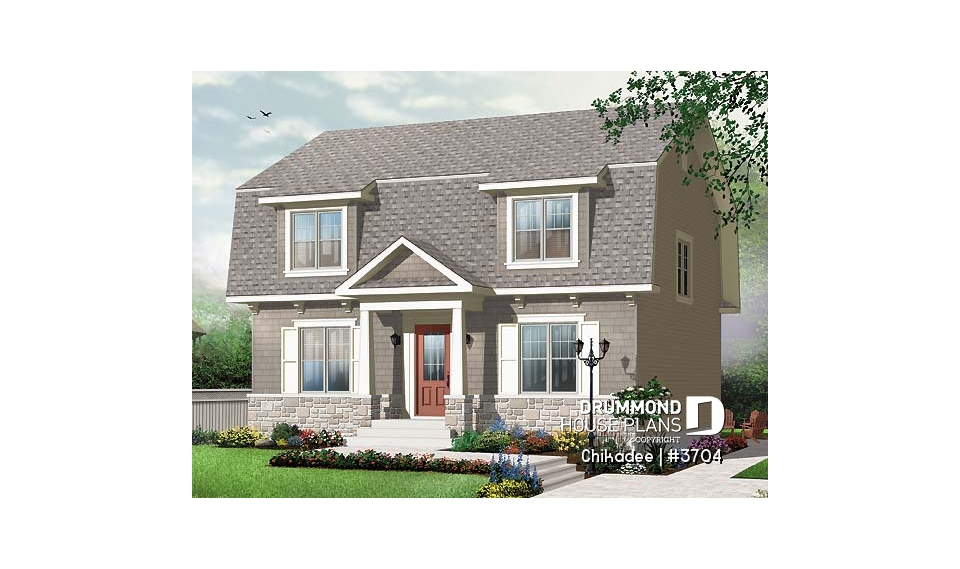 front - BASE MODEL - Affordable 4 bedroom traditional style with home office - Chikadee
