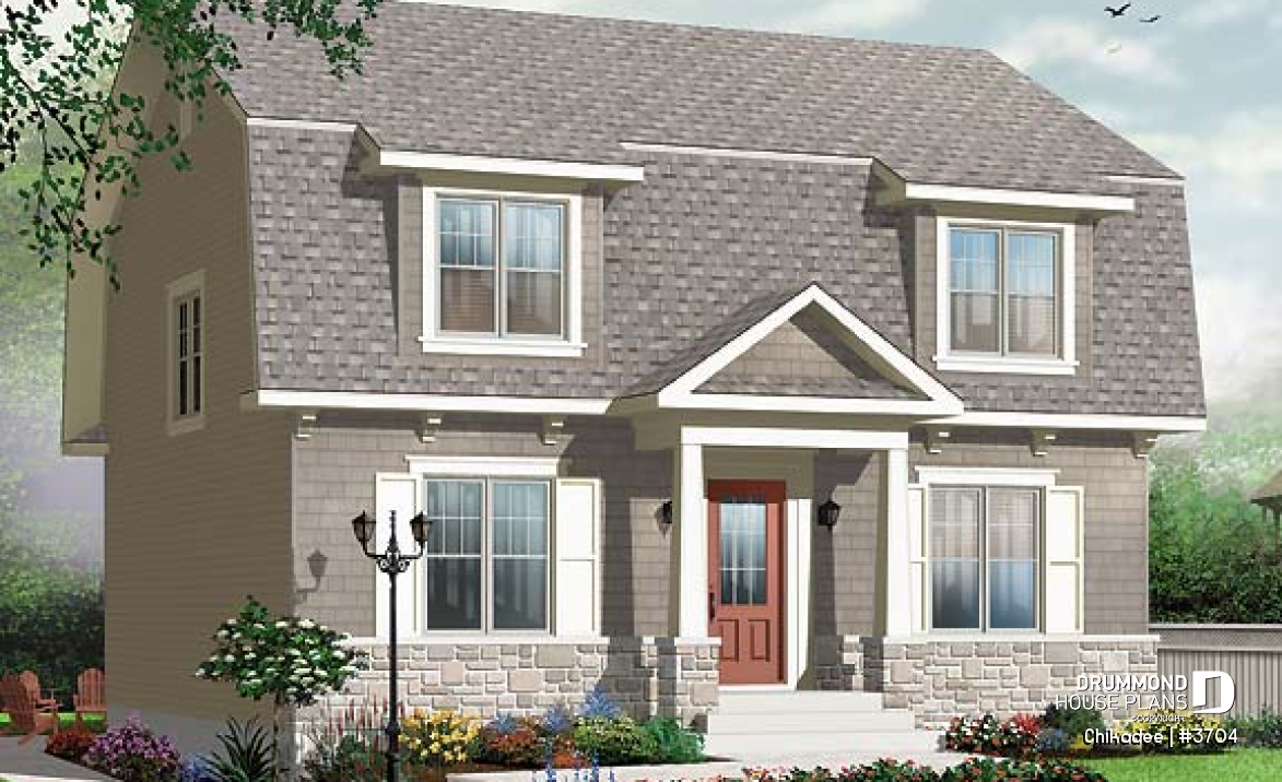 front - BASE MODEL - Affordable 4 bedroom traditional style with home office - Chikadee