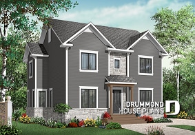 front - BASE MODEL - English style 4 bedroom home design with home office, 2.5 baths, kitchen island, laundry room - Langley