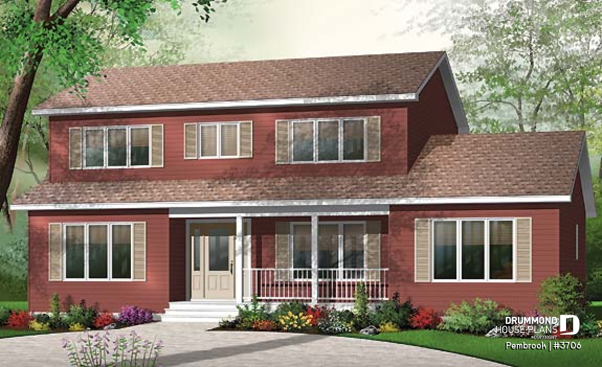 front - BASE MODEL - Economical &amp; simple 4 bedroom traditional 2-storey house plan, 2 living rooms, lots of space for big families - Pembrook