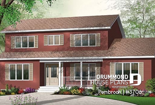 front - BASE MODEL - Economical & simple 4 bedroom traditional 2-storey house plan, 2 living rooms, lots of space for big families - Pembrook