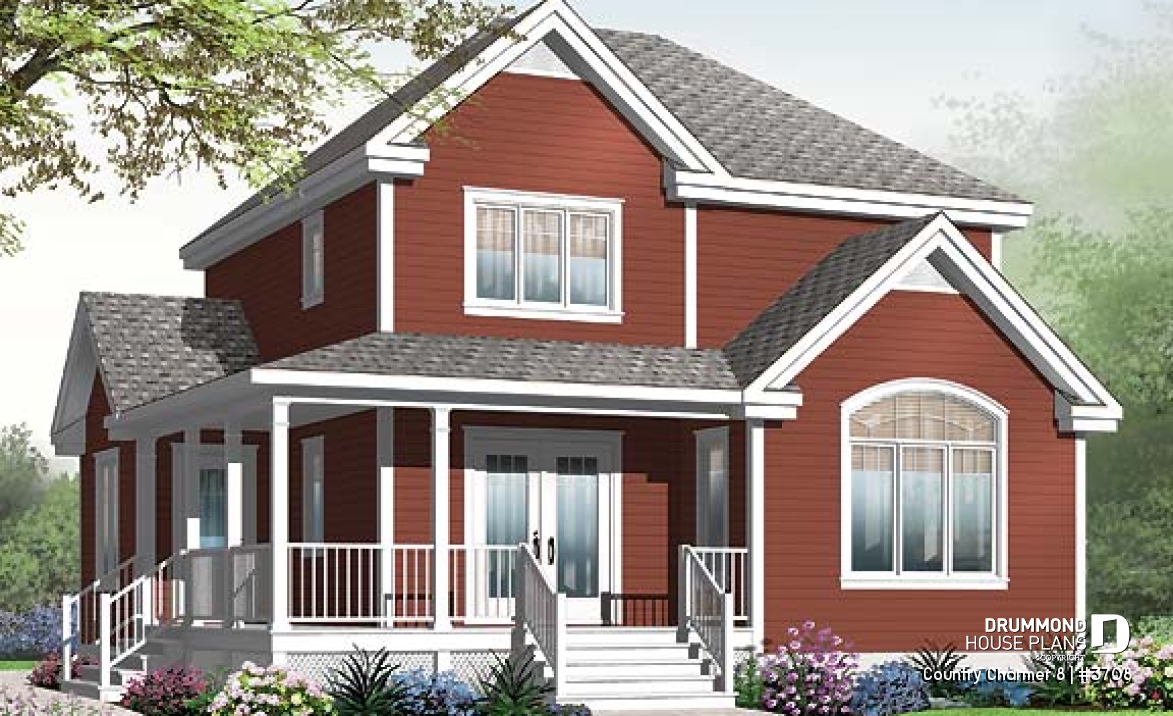 front - BASE MODEL - Farmhouse country style with 3 bedrooms and comfortable kitchen / dining room area - Country Charmer 8