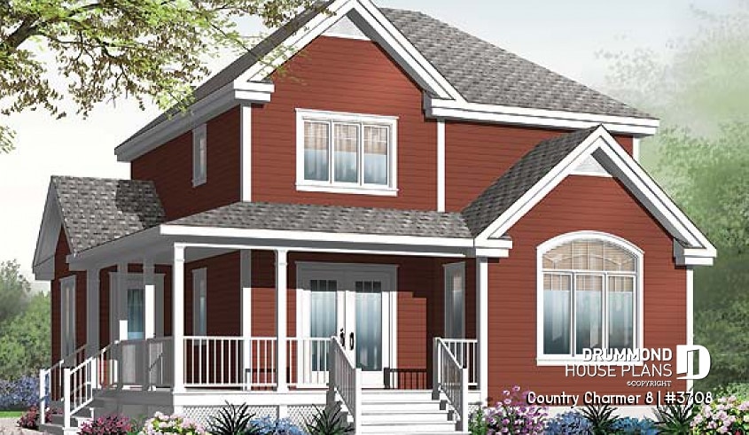 front - BASE MODEL - Farmhouse country style with 3 bedrooms and comfortable kitchen / dining room area - Country Charmer 8