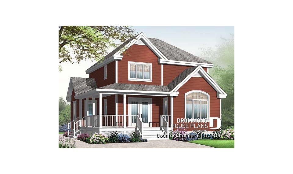 front - BASE MODEL - Farmhouse country style with 3 bedrooms and comfortable kitchen / dining room area - Country Charmer 8