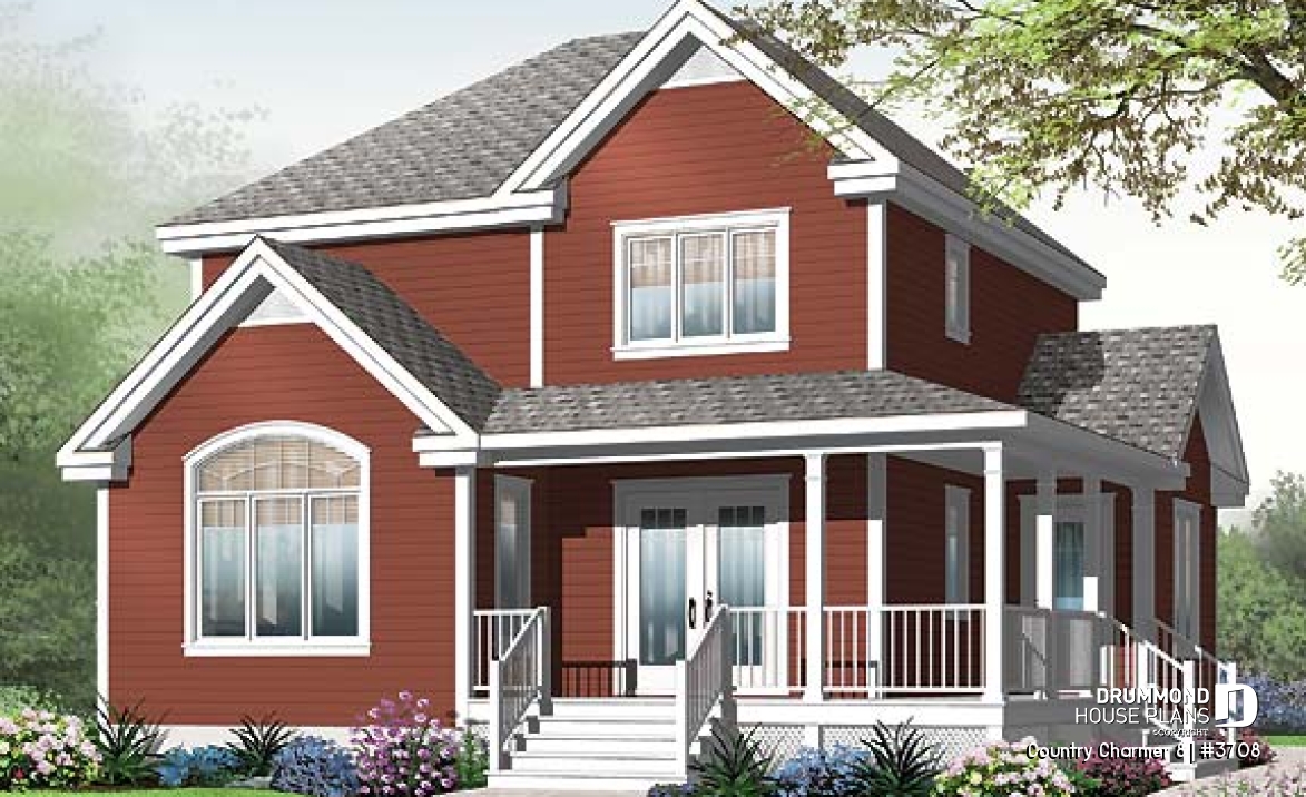 front - BASE MODEL - Farmhouse country style with 3 bedrooms and comfortable kitchen / dining room area - Country Charmer 8